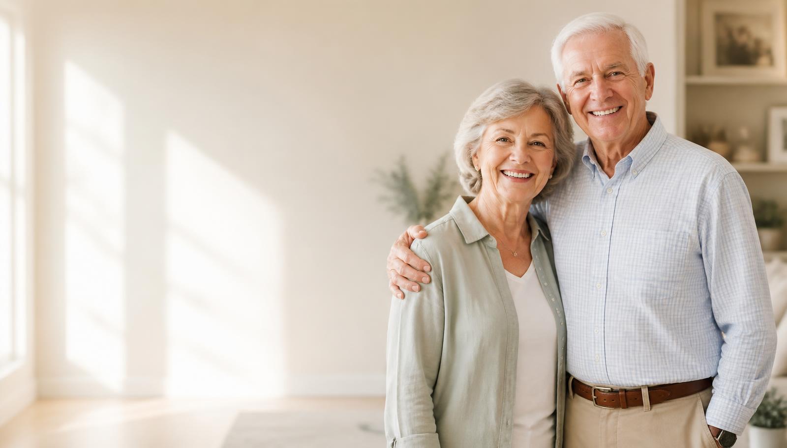 Smiling AT&T retirees at home